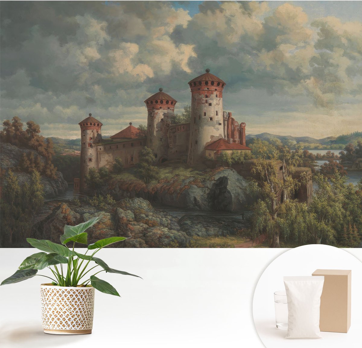 Wallfluent Fotobehang - Groente Vliesbehang - 152x104 cm - Romantisch Landschap Muurschildering - Gang behang Landschappen - Fotobehang Vlies - Slaapkamer behang