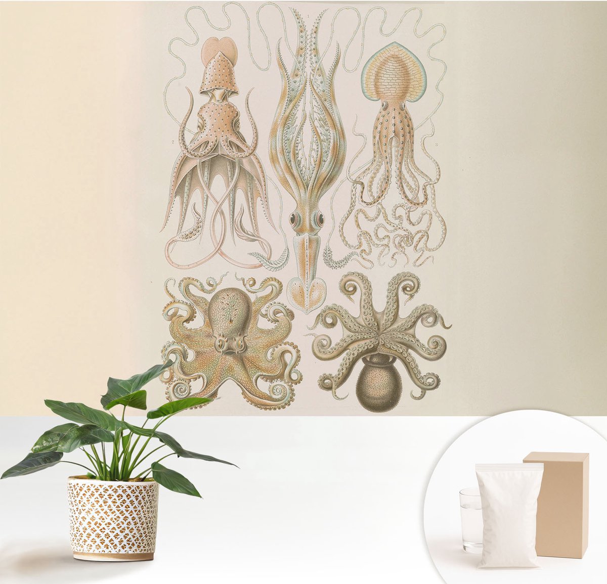 Wallfluent Fotobehang - Beige Vliesbehang - 152x104 cm - Zeeleven Fotobehang Vlies - Hal behang Dieren - Muurschildering - Hal behang