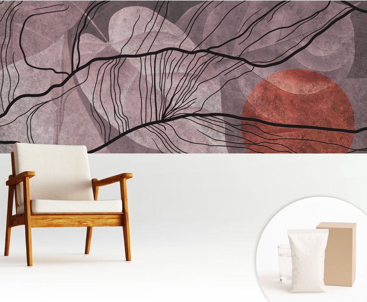 Wallfluent Fotobehang - Grijs Vliesbehang - 250x104 cm - Energetische Abstractie Muurschildering - Gang behang Abstractie - Fotobehang Vlies - Gang behang