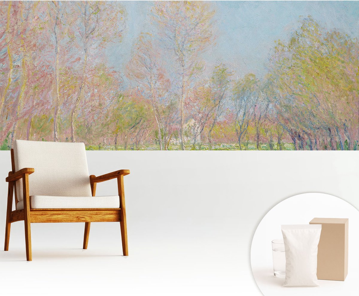 Wallfluent Fotobehang - Blauw Vliesbehang - 250x104 cm - Lentepark Muurschildering - Gang behang Landschappen - Fotobehang Vlies - Slaapkamer behang
