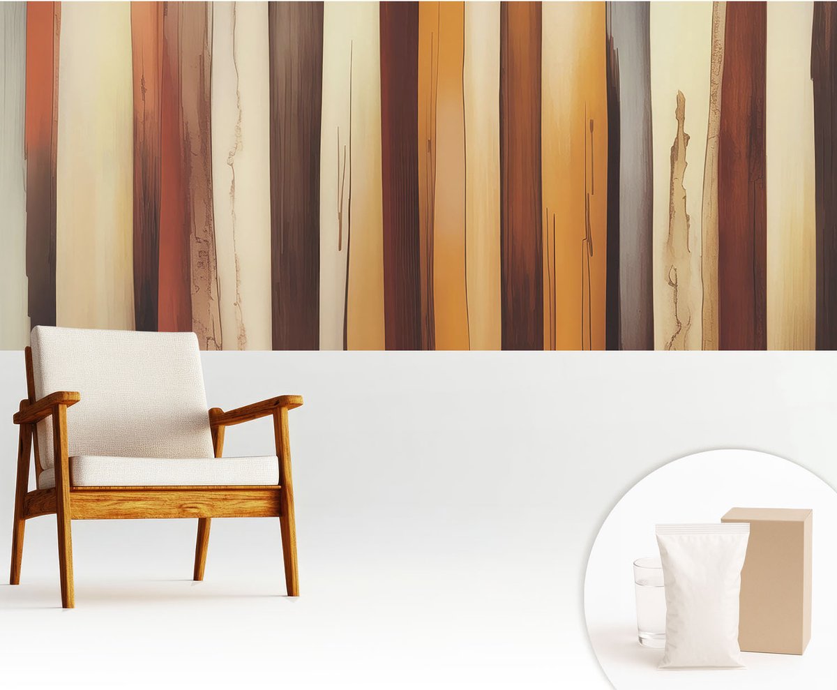 Wallfluent Fotobehang - Bruin Vliesbehang - 250x104 cm - Abstracte Textuur Fotobehang Vlies - Hal behang Texturen - Muurschildering - Woonkamer behang