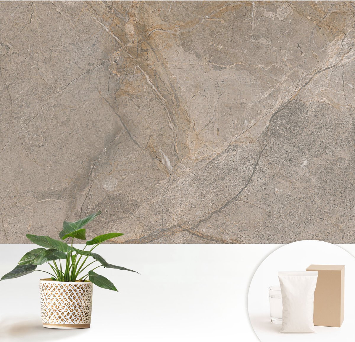 Wallfluent Fotobehang - Grijs Vliesbehang - 152x104 cm - Natuurlijke Elegantie Muurschildering - Gang behang Texturen - Fotobehang Vlies - Slaapkamer behang