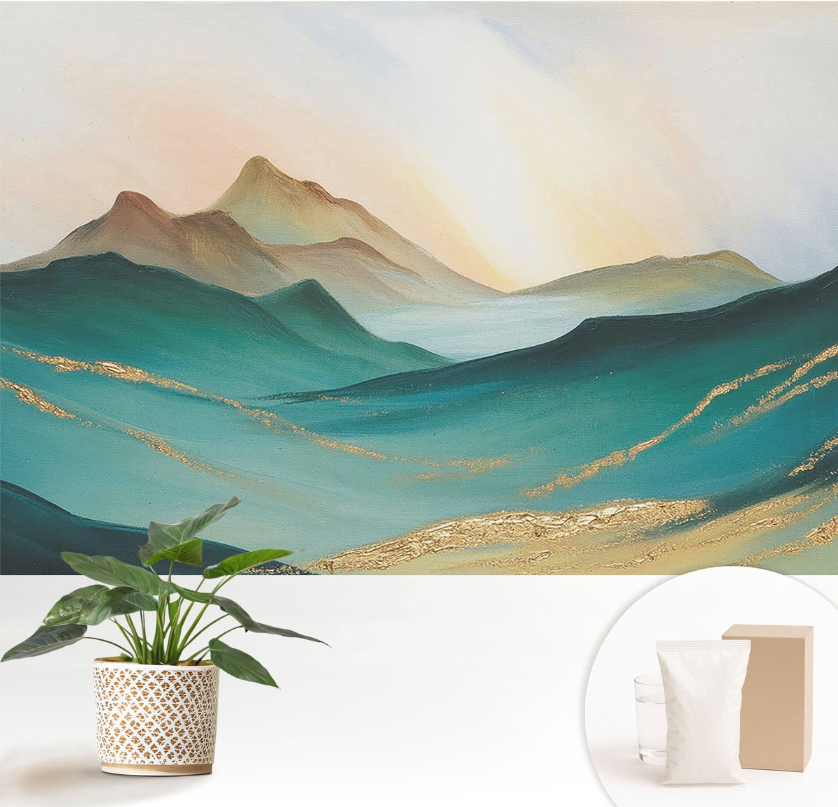 Wallfluent Fotobehang - Groente Vliesbehang - 152x104 cm - Vreedzaam Landschap Muurschildering - Slaapkamer behang Landschappen - Fotobehang Vlies - Gang behang