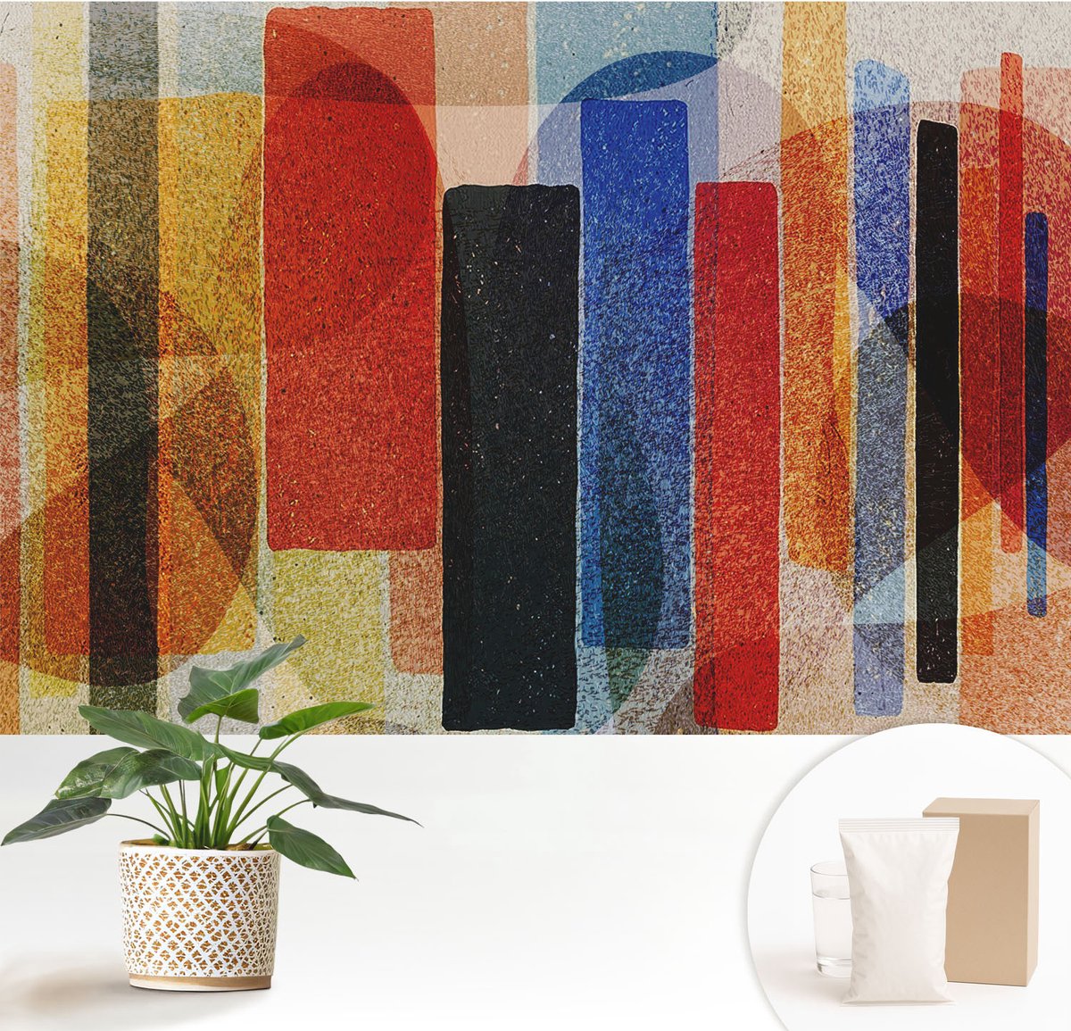 Wallfluent Fotobehang - Zwart Vliesbehang - 152x104 cm - Geometrische Vormen Muurschildering - Gang behang Deel - Fotobehang Vlies - Gang behang