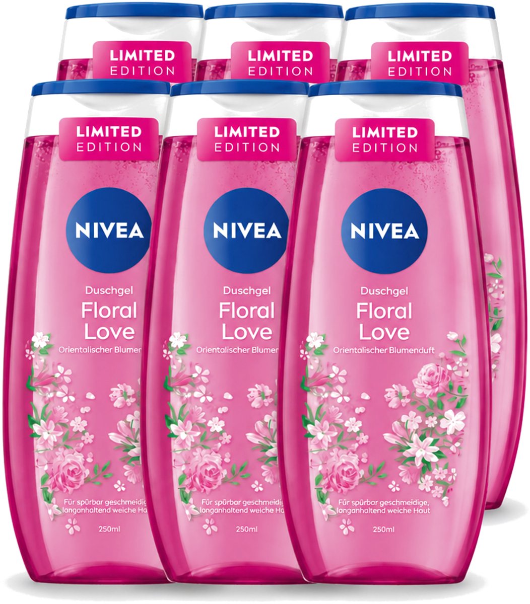 6 x Nivea – Douchegel – Floral Love – 250 ml - Voordeelverpakking - 6 stuks