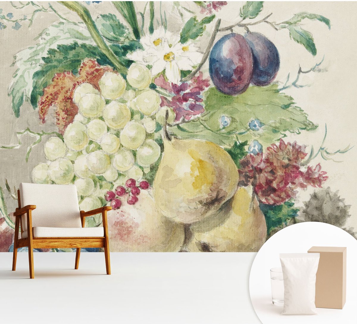 Wallfluent Fotobehang - Geel Vliesbehang - 312x219 cm - Bloemen En Vruchten Fotobehang Vlies - Hal behang Voedsel - Muurschildering - Woonkamer behang