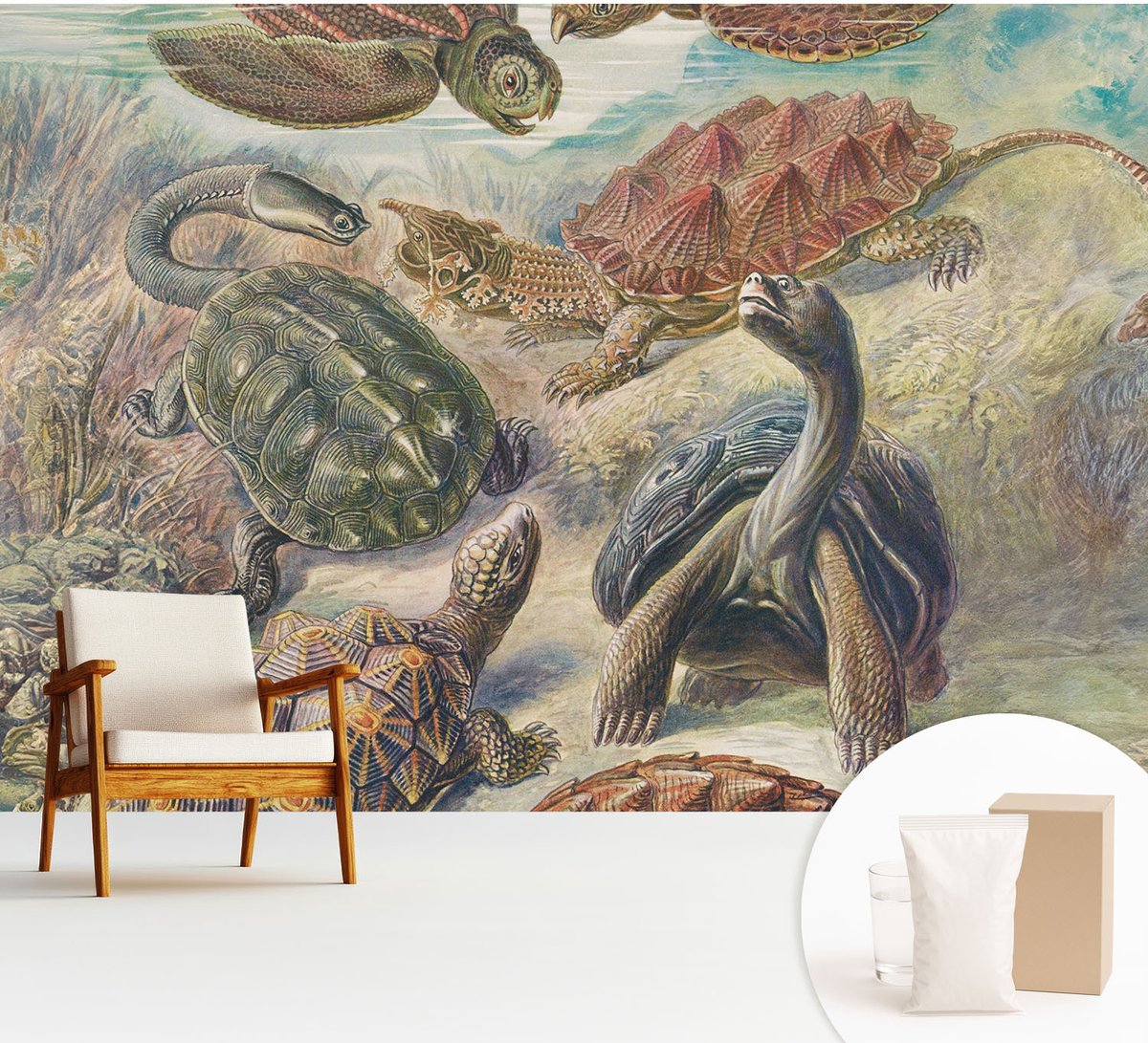 Wallfluent Fotobehang - Groente Vliesbehang - 312x219 cm - Schildpadfauna Muurschildering - Gang behang Dieren - Fotobehang Vlies - Slaapkamer behang