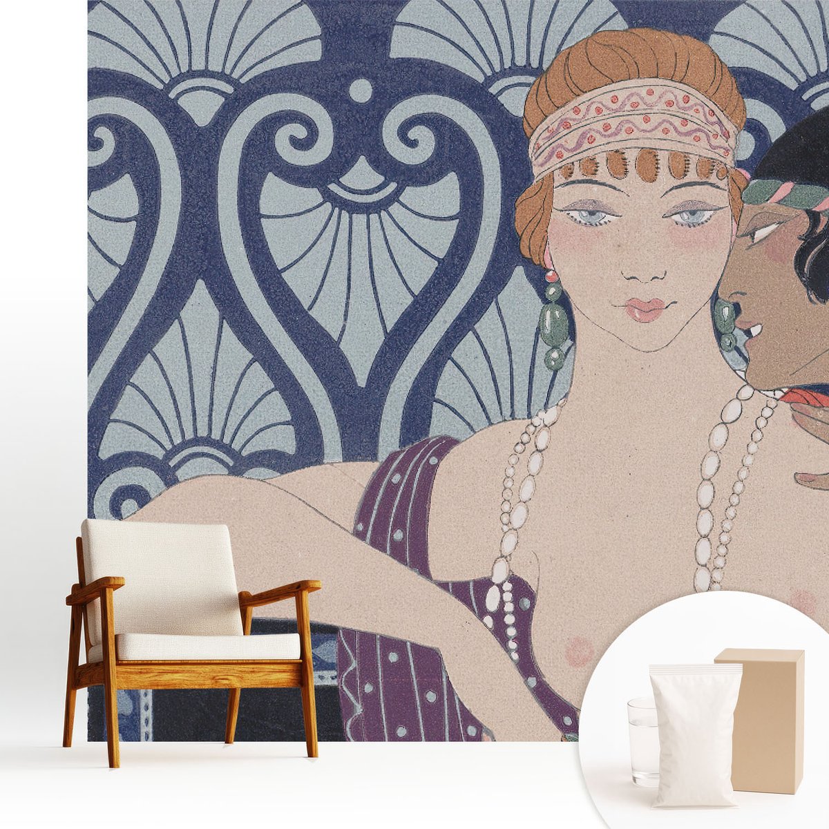 Wallfluent Fotobehang - Marine Vliesbehang - 250x250 cm - Artistiek Echtpaar Fotobehang Vlies - Woonkamer behang Deel - Muurschildering - Woonkamer behang