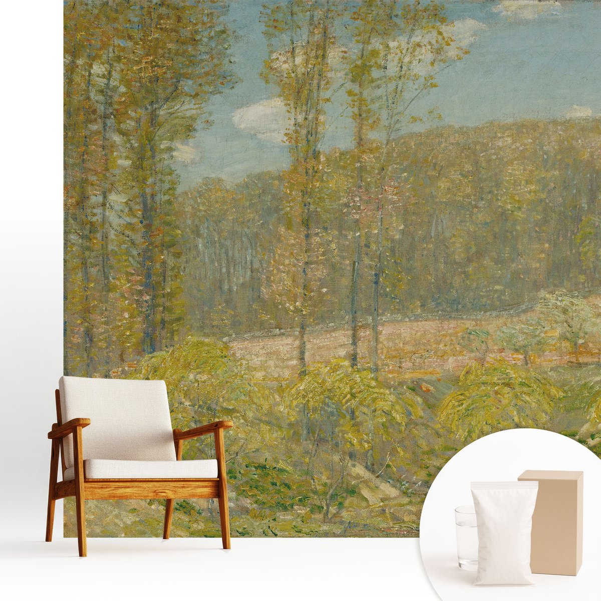 Wallfluent Fotobehang - Groente Vliesbehang - 250x250 cm - Boslandschap Muurschildering - Gang behang Landschappen - Fotobehang Vlies - Slaapkamer behang