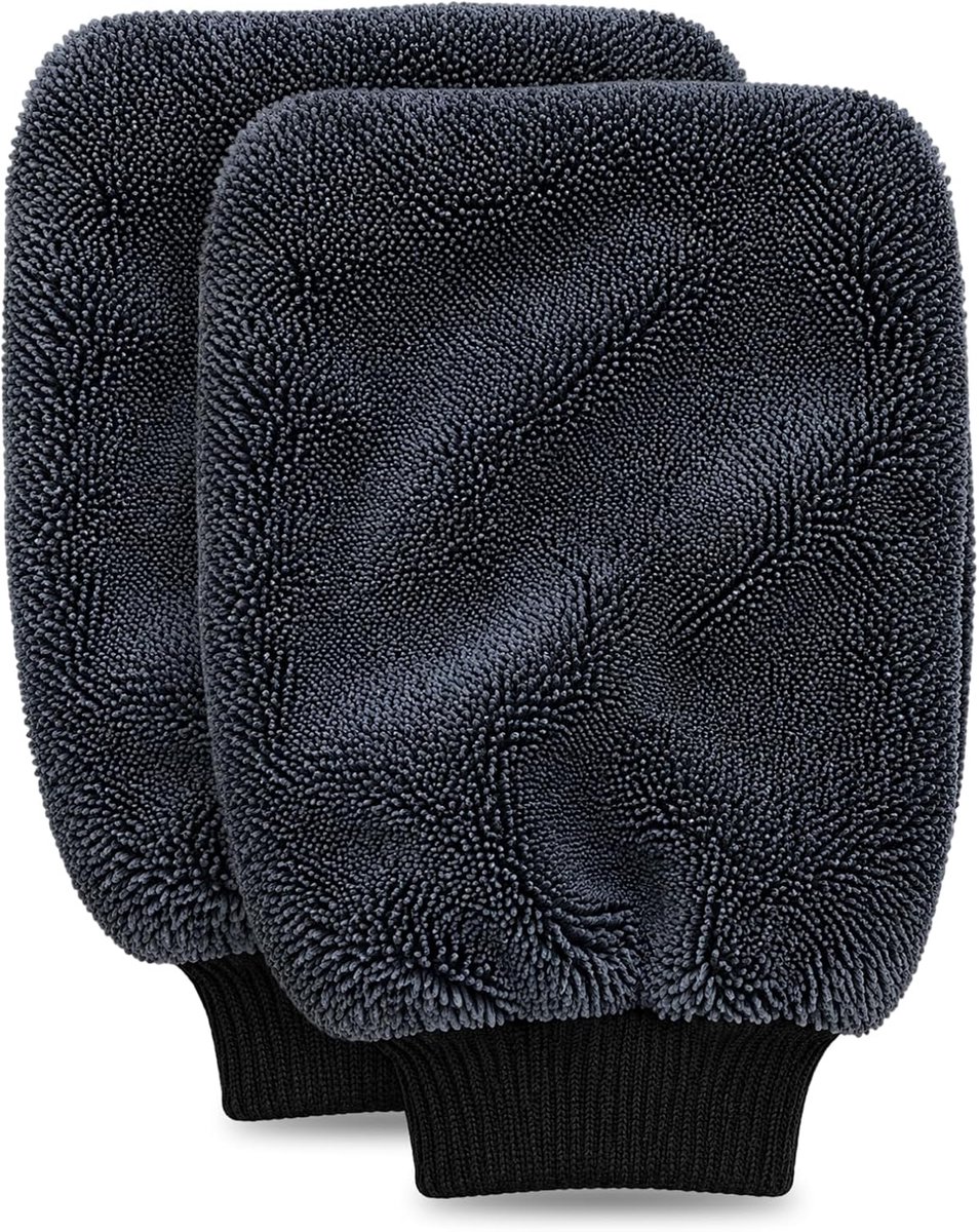 Drooghandschoenen voor Wipes, zeer absorberende microvezelhandschoen voor het schoonmaken van ramen, auto en huishouden, multifunctionele wonderdoek, zachte reiniging (2 stuks, grijs)
