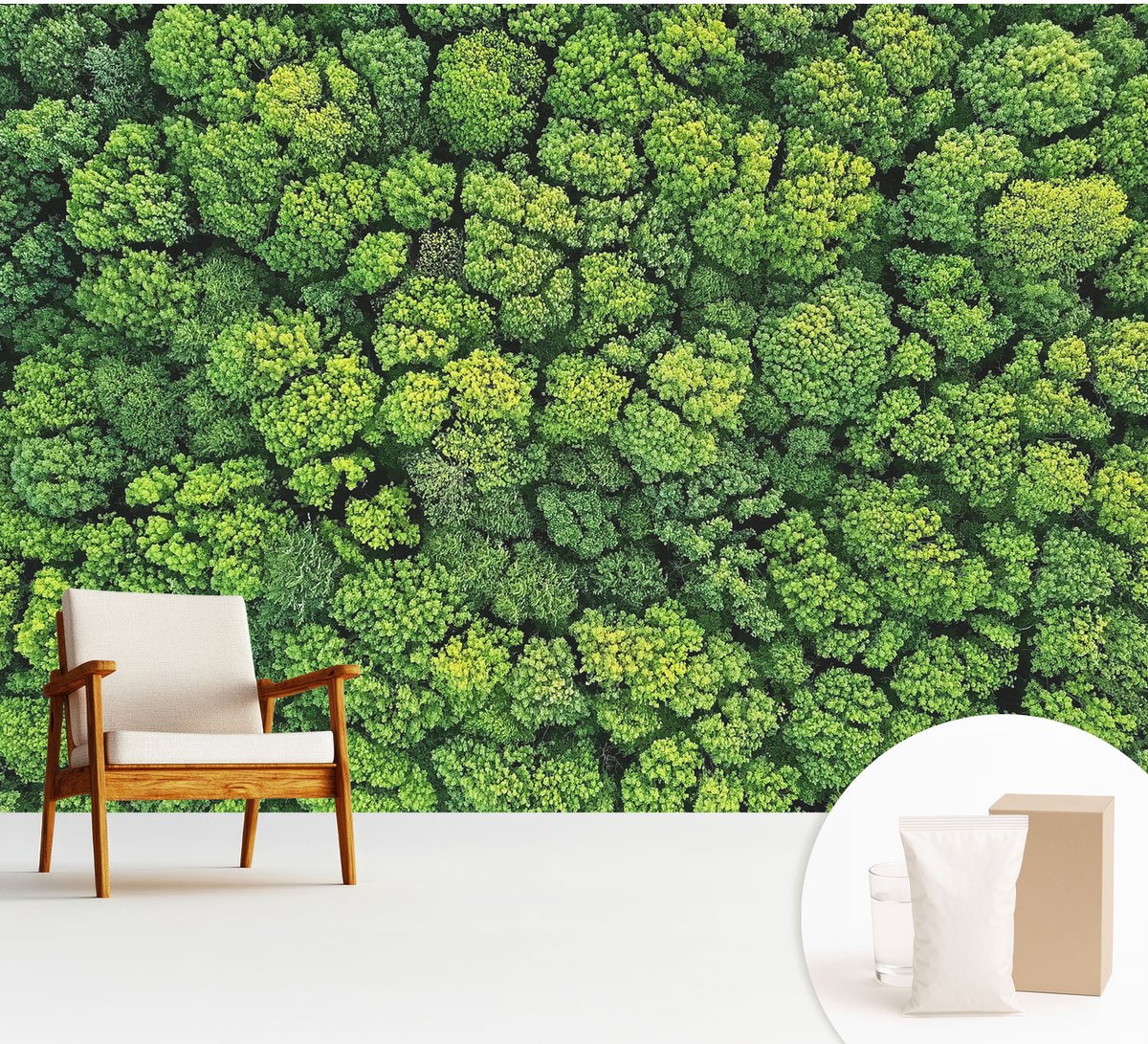 Wallfluent Fotobehang - Groente Vliesbehang - 312x219 cm - Bospanorama Muurschildering - Slaapkamer behang Landschappen - Fotobehang Vlies - Gang behang