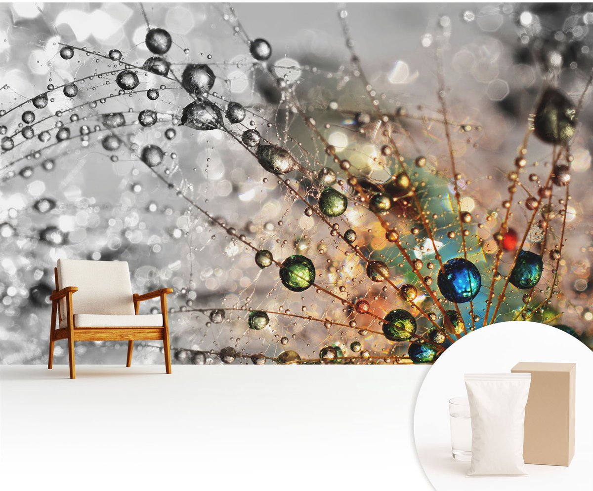 Wallfluent Fotobehang - Wit Vliesbehang - 416x254 cm - Ik Dauw Juwelen Muurschildering - Gang behang Bloemen En Planten - Fotobehang Vlies - Gang behang