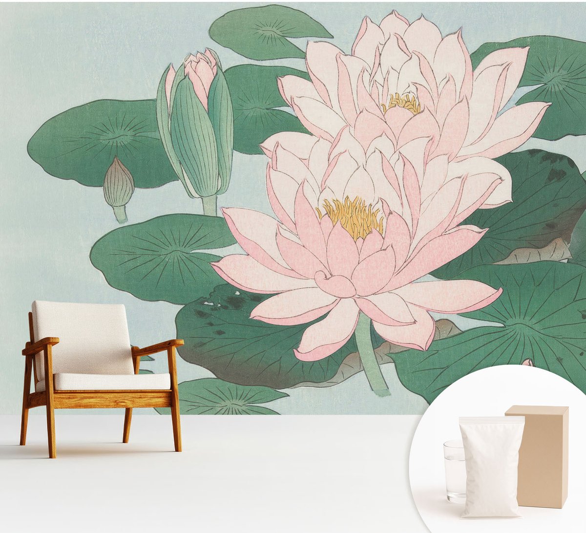 Wallfluent Fotobehang - Groente Vliesbehang - 312x219 cm - Waterlotus Fotobehang Vlies - Hal behang Bloemen En Planten - Muurschildering - Woonkamer behang