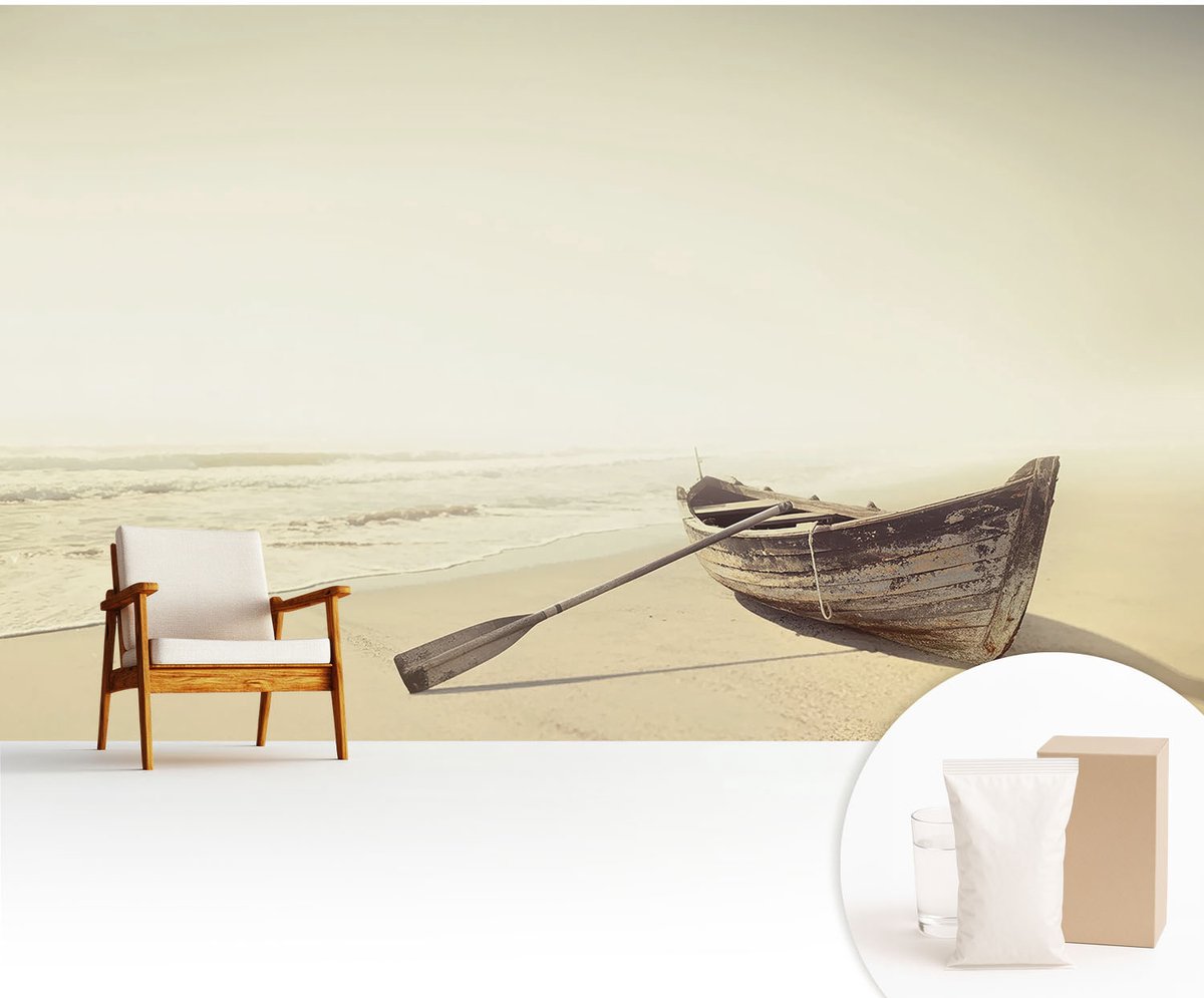 Wallfluent Fotobehang - Wit Vliesbehang - 416x254 cm - Rust Aan Zee Muurschildering - Slaapkamer behang Landschappen - Fotobehang Vlies - Slaapkamer behang