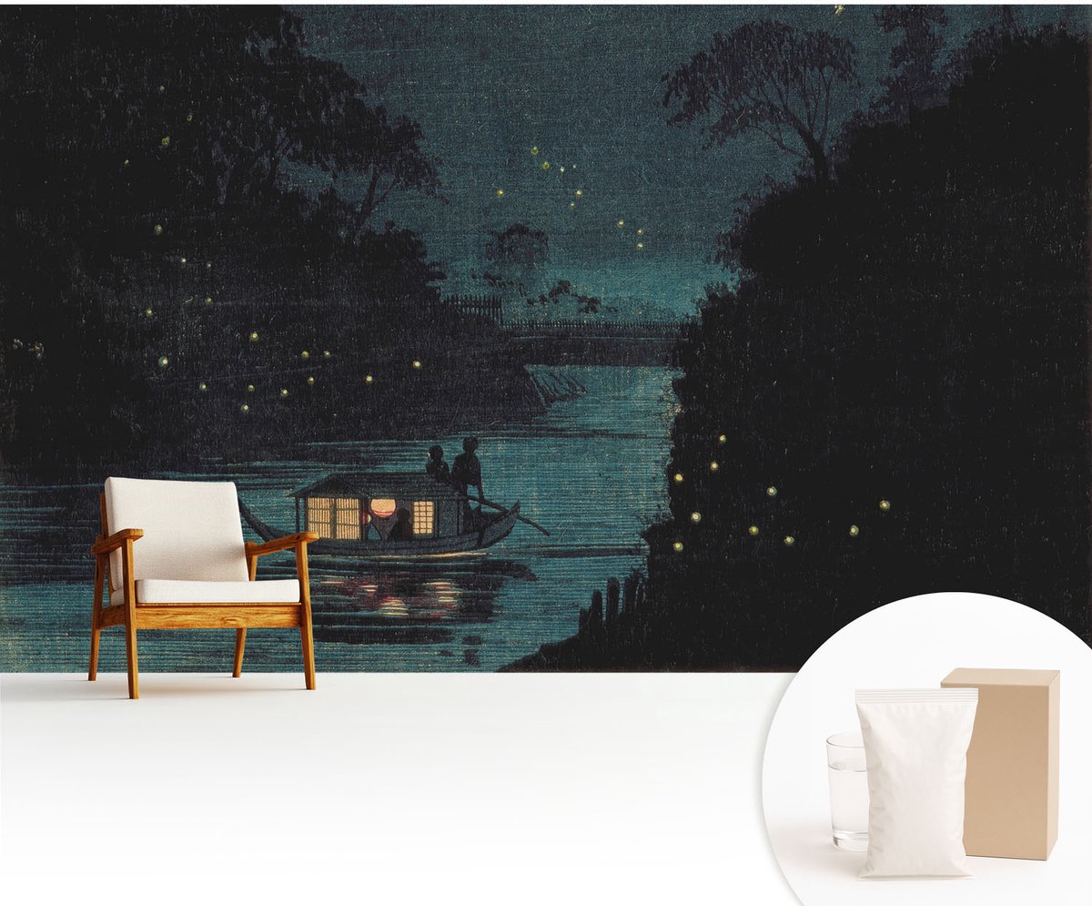 Wallfluent Fotobehang - Marine Vliesbehang - 416x254 cm - Avondlichten Fotobehang Vlies - Woonkamer behang Landschappen - Muurschildering - Hal behang