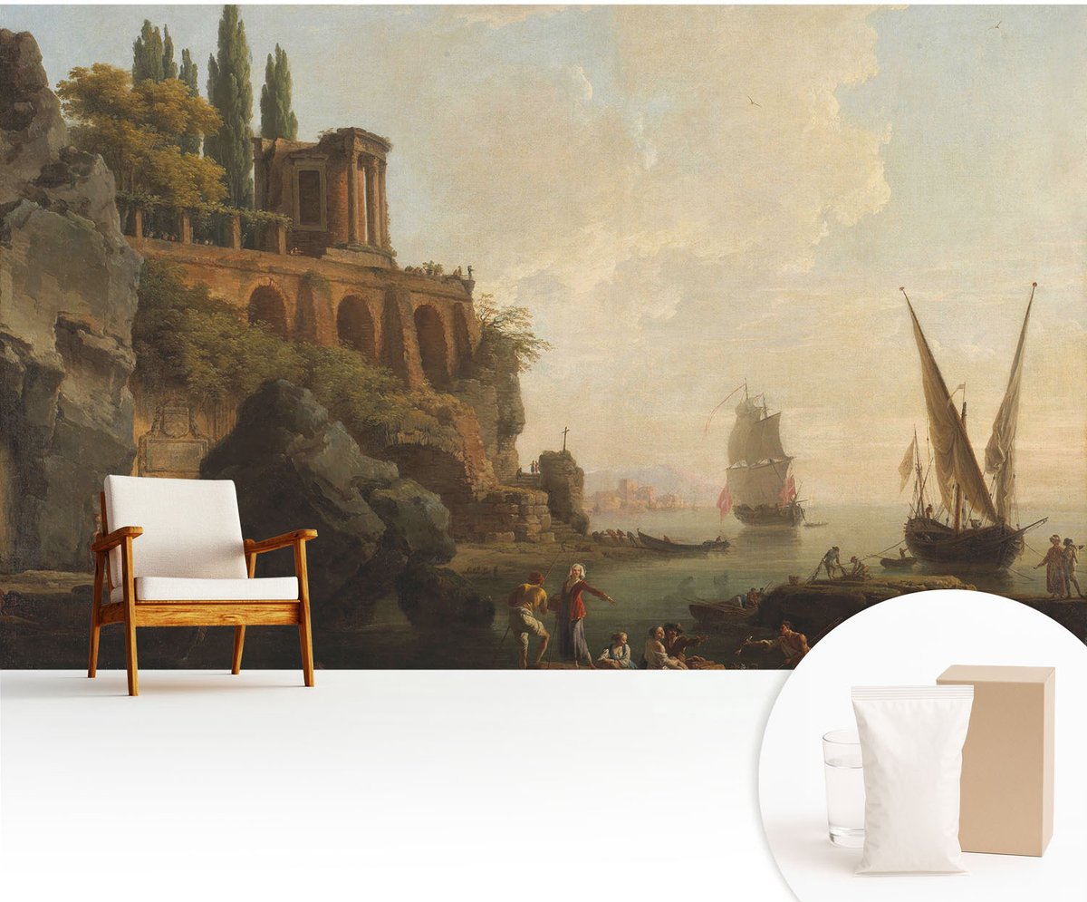 Wallfluent Fotobehang - Bruin Vliesbehang - 416x254 cm - Zeegezicht Muurschildering - Gang behang Landschappen - Fotobehang Vlies - Slaapkamer behang