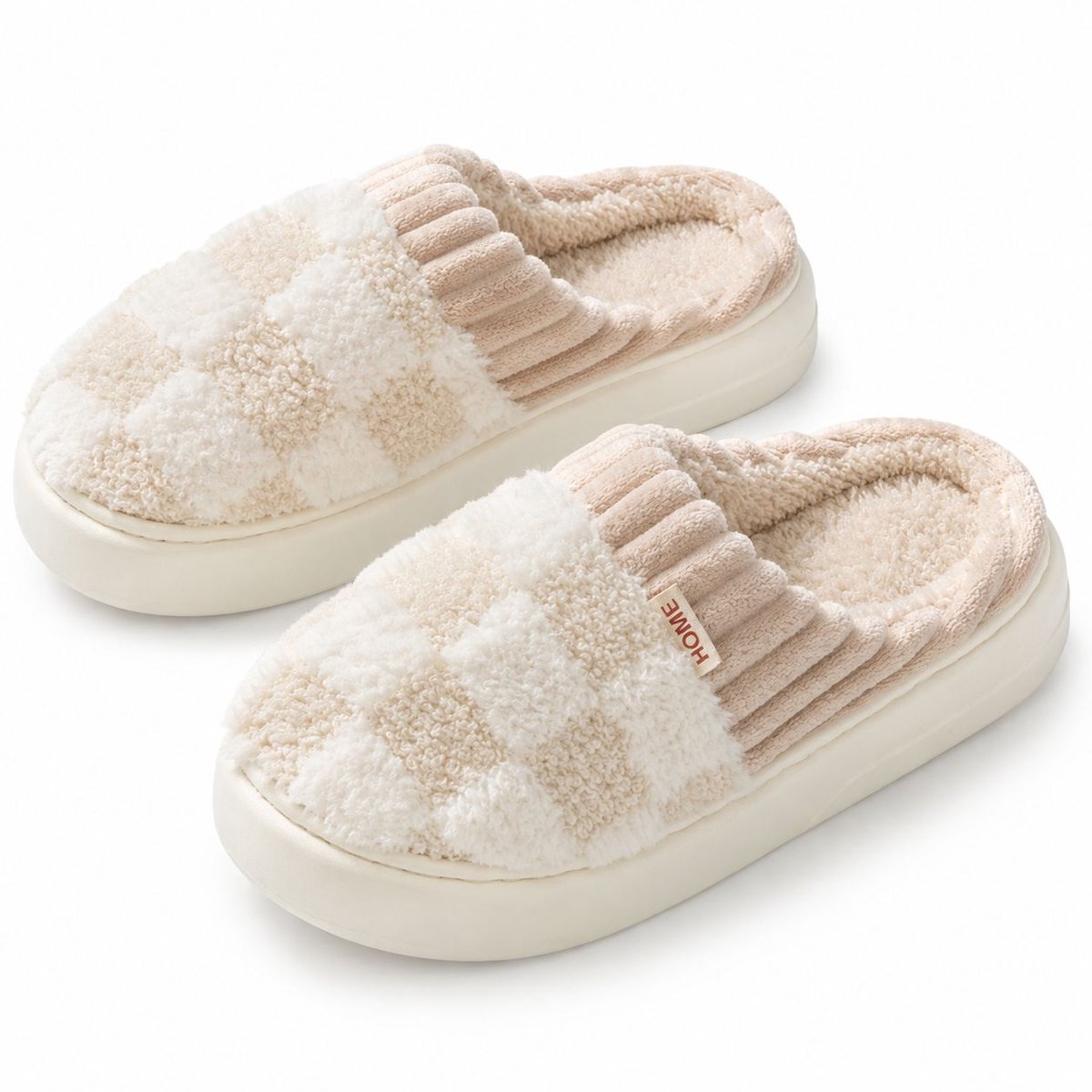 VHV - Slippers - Antislip -warme instapschoenen - Wit - Pantoffels - Pluche huispantoffels - Huisschoenen - Slaapkamerslippers - thuis