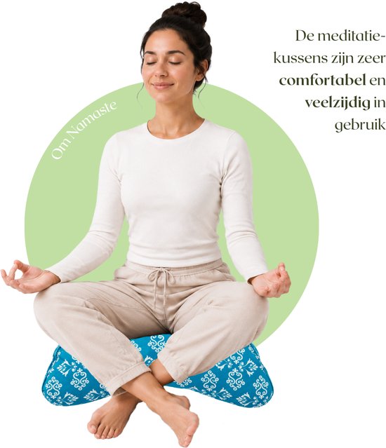 Om Namaste Design Meditatiekussen Halve Maan - Turquoise & Wit - Moon van Om Namaste Design — afbeelding 5