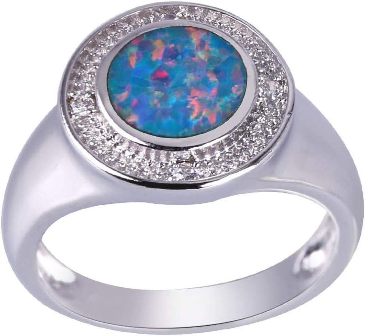 KELITCH 925 Sterling Silver Opal Rings Knuckle Gemstones Rings Anniversary Couple Rings For Ladies - ShopVlot