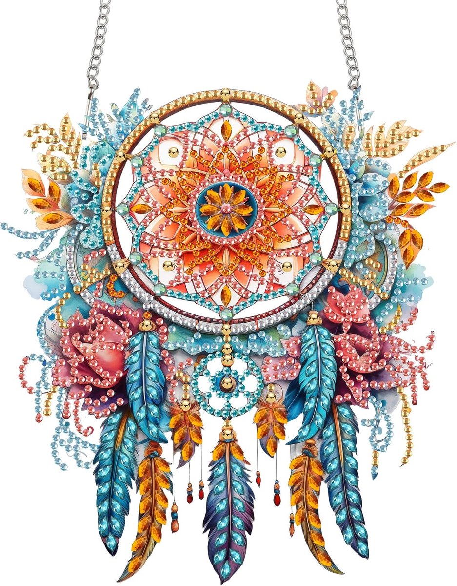 Reofrey Hangende diamantkunstkits voor volwassenen - 20 x 20 cm dromenvangers hangend ornament acrylbord dubbelzijdig - ShopVlot