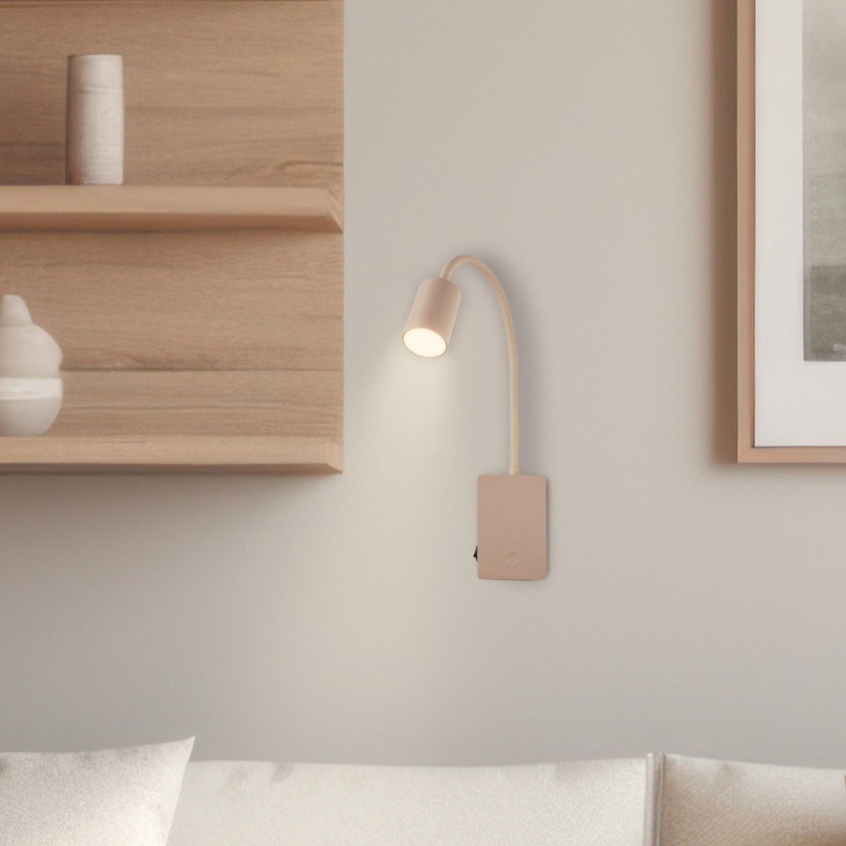 BRILONER Smooth - Wandlamp oplaadbaar binnen - leeslamp op accu - dimbaar wandverlichting - USB-C - warm wit licht - 36 uur accu - beige