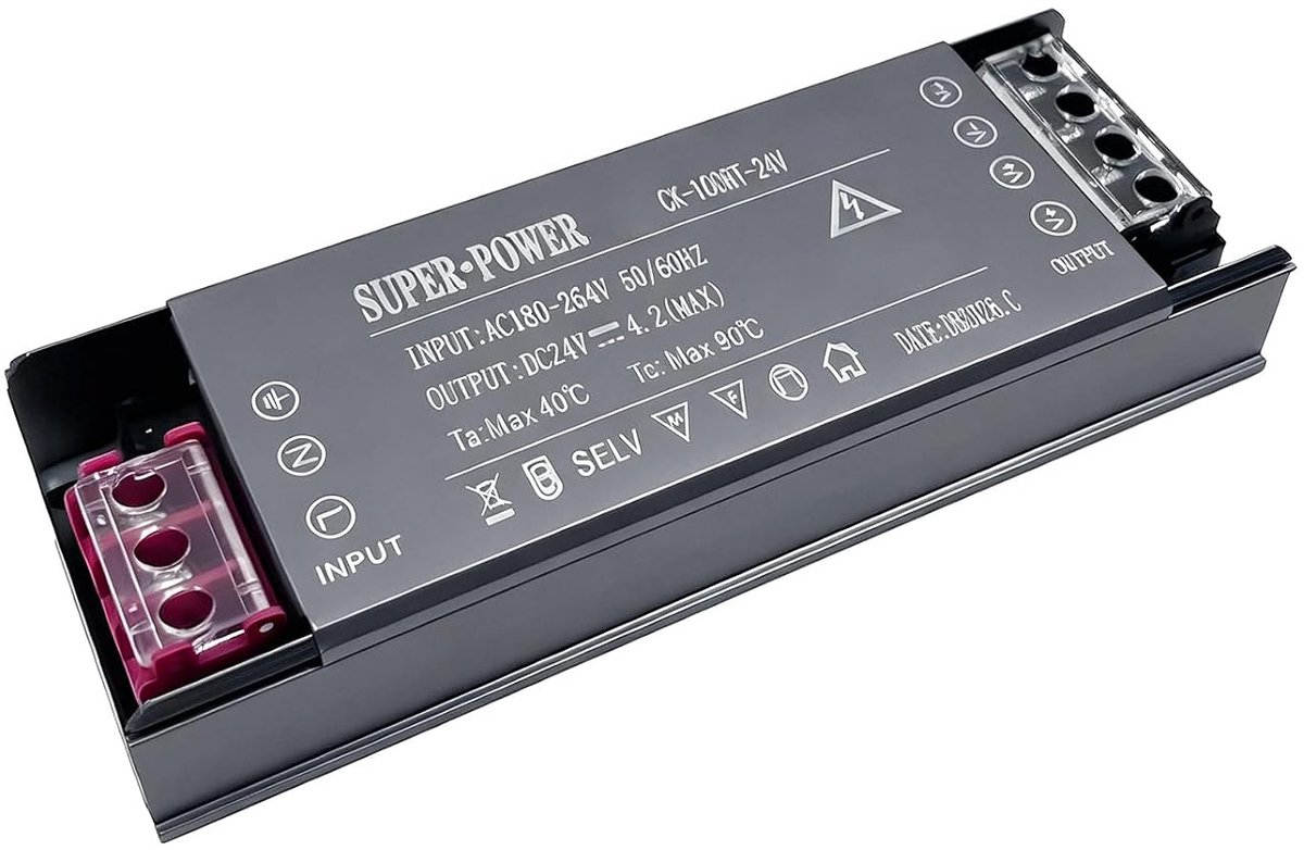 Transformer, 220 V, 24 V, LED driver, 100 W, ultra thin, transfo 4.2 A, power adapter, AC to DC, constant voltage for - ShopVlot