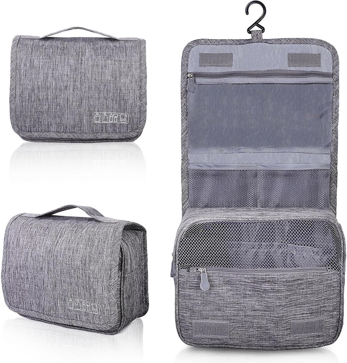SnelShoppen - Toilettas Voor Hangen Unisex Vouwbare Toiletry Bag Cosmetica Tas Reisaccessoires met Haak Voor Mannen en Vrouwen - Grote Capaciteit met