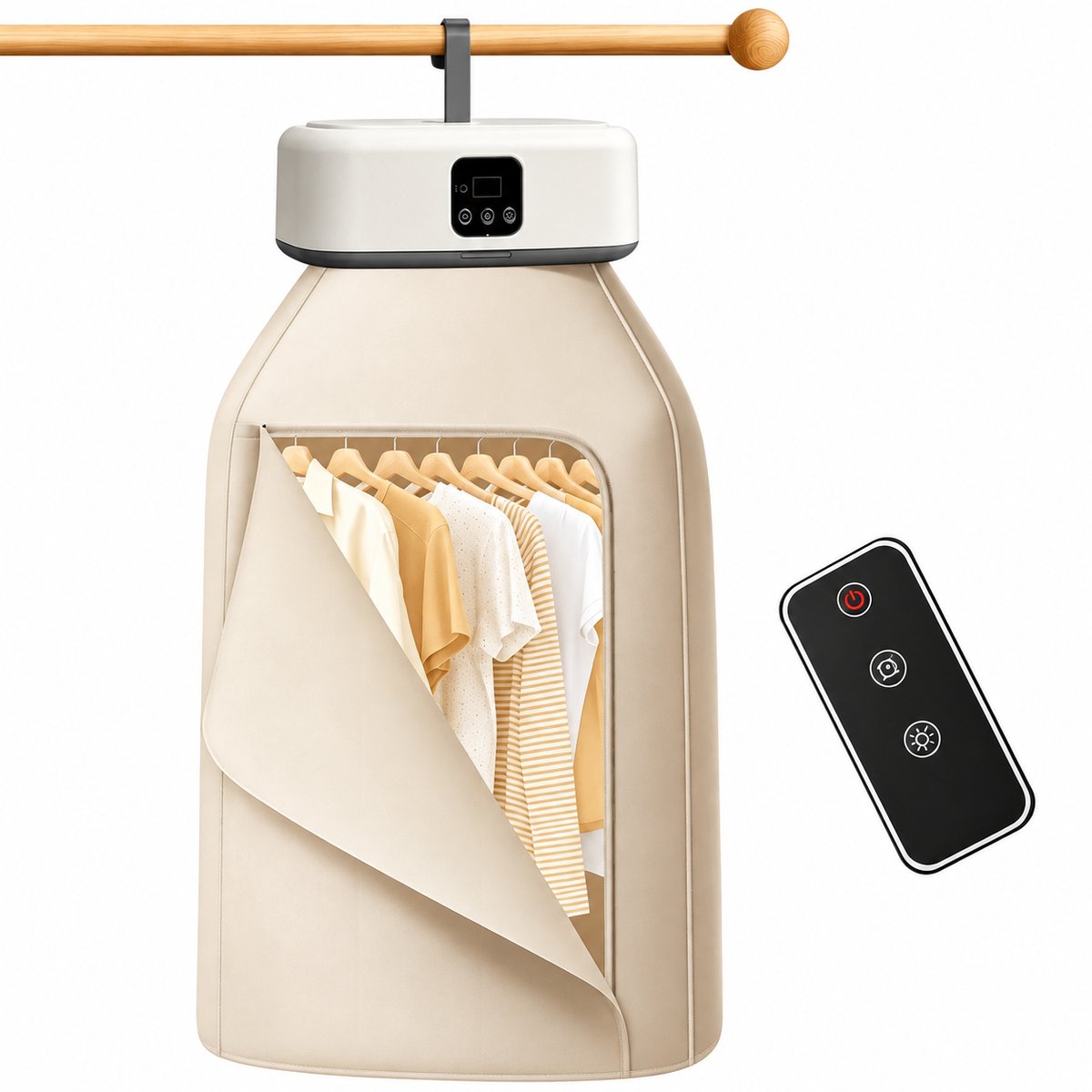 UrbanSelect Kleding droger - Draagbare Wasdroger - 3D-warmeluchtcirculatie - UV-functie - tot 9 Kledingstukken - Timer - Aromafunctie