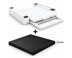 ProductXpert Stacko™ - Stapelkit & Anti Trillingsmat voor Wasmachine en Droger - Tussenstuk - Uitschuifbare Plank met Handdoekhouder - Wit- AntiSlip - Geluidsdempende Antislip Mat - 620 x 620 x 20 mm