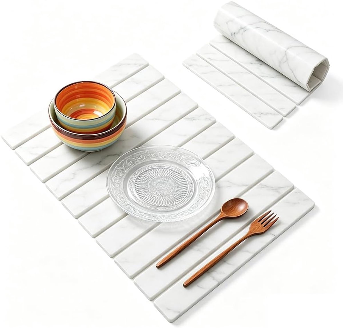 Afwasdruipmat 60 x 40 cm - Waterabsorberend marmer - Vouwbaar en hittebestendig - Ruimtebesparend voor de keuken - ShopVlot