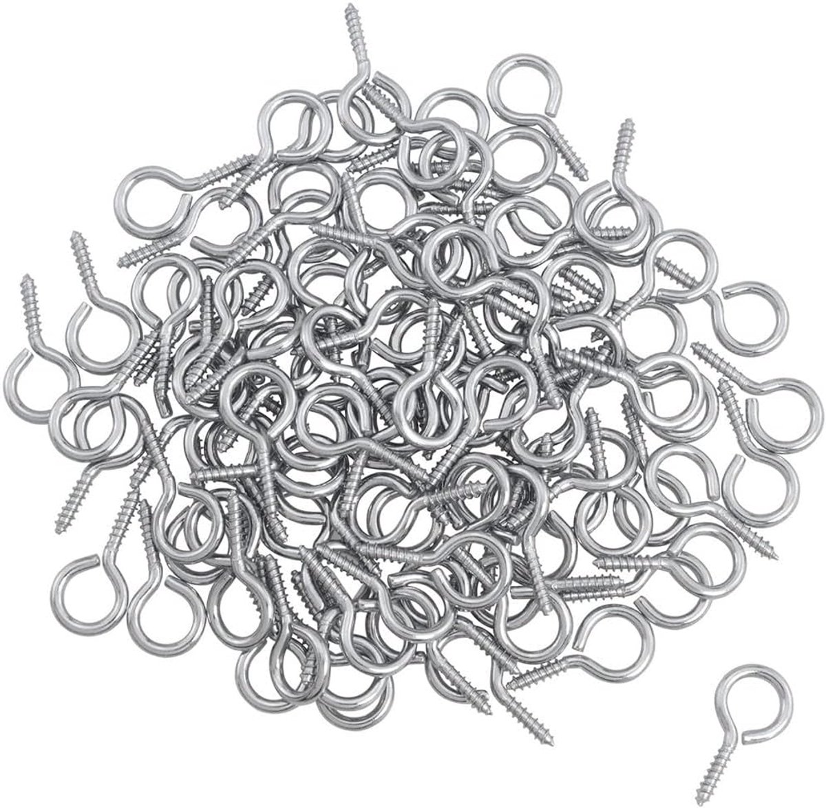 200 stuks 19 mm kleine ringschroeven, schroefogen, schroefhaken, schroefstiften, haken, zelftappende oogschroeven voor het maken van sieraden, doe-het-zelf handwerk, houthandwerk