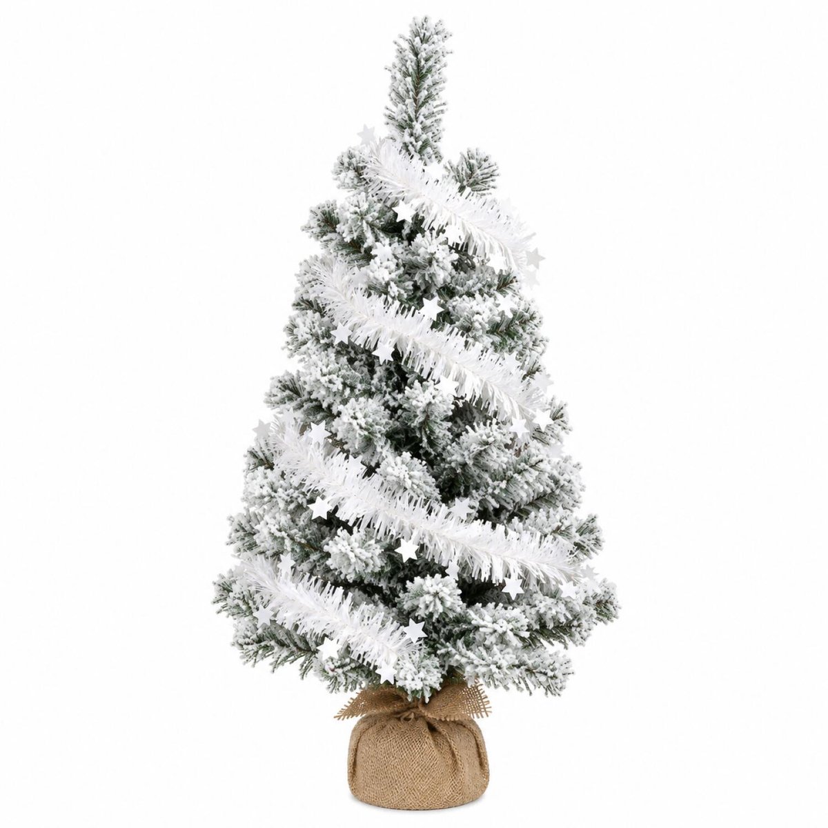 Besneeuwde kunstboom - 75 cm - met witte slinger - kunst kerstboom