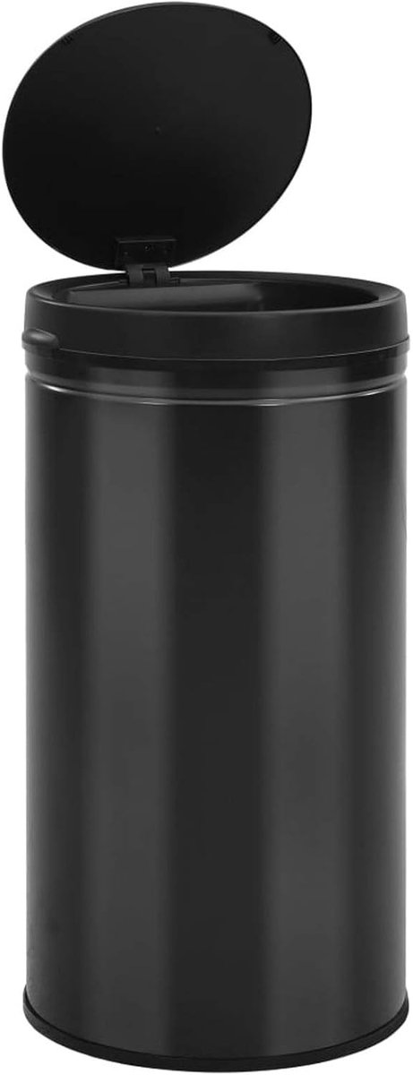 Automatische vuilnisemmer met sensortechnologie, afneembaar deksel, 60 liter, koolstofstaal, zwart
