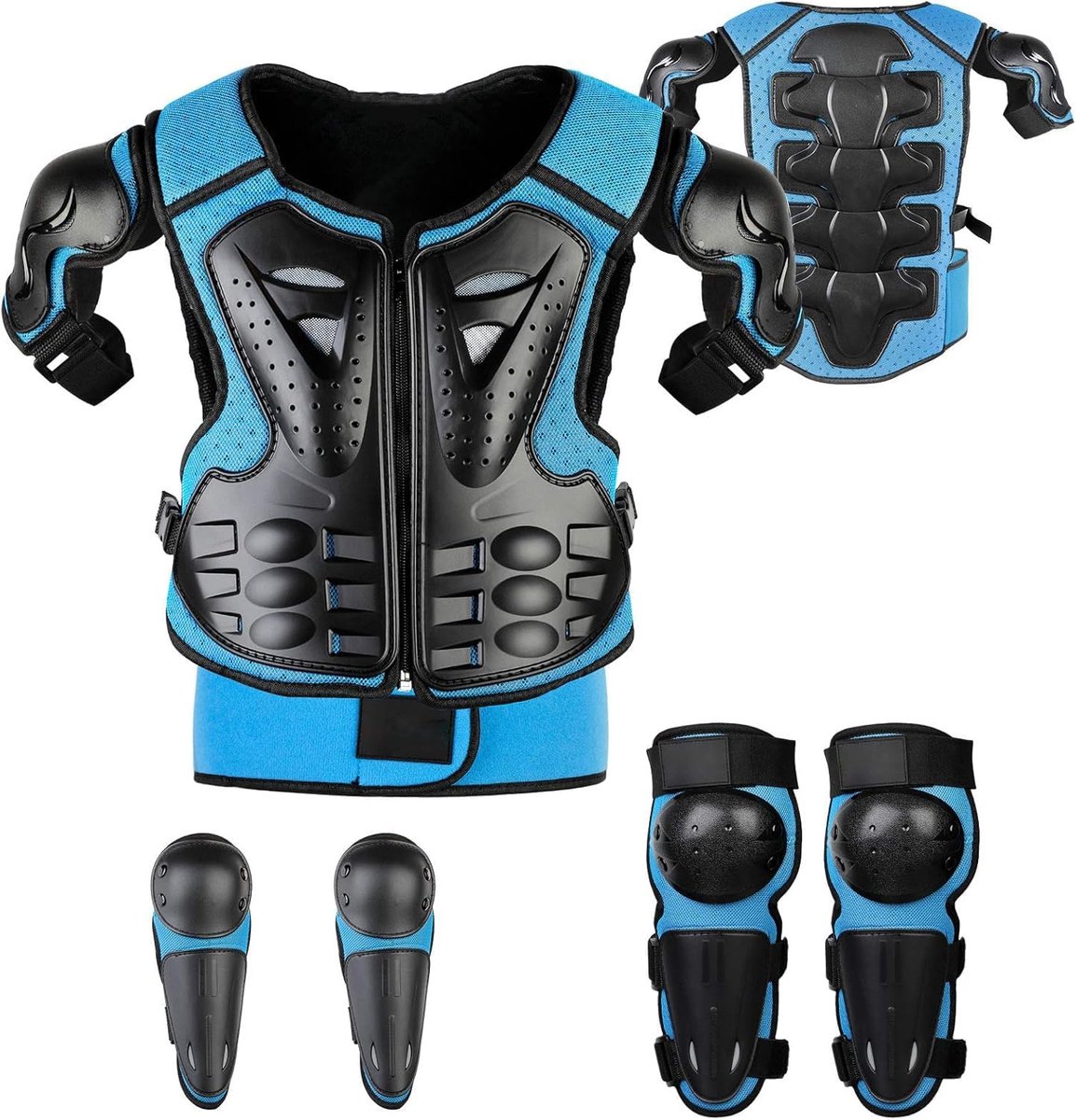 Motorbeschermingsuitrusting voor kinderen, 5-delig, ademend, creatief, motorcross-uitrusting voor kinderen, voor off-road, fietsen, skiën, schaatsen
