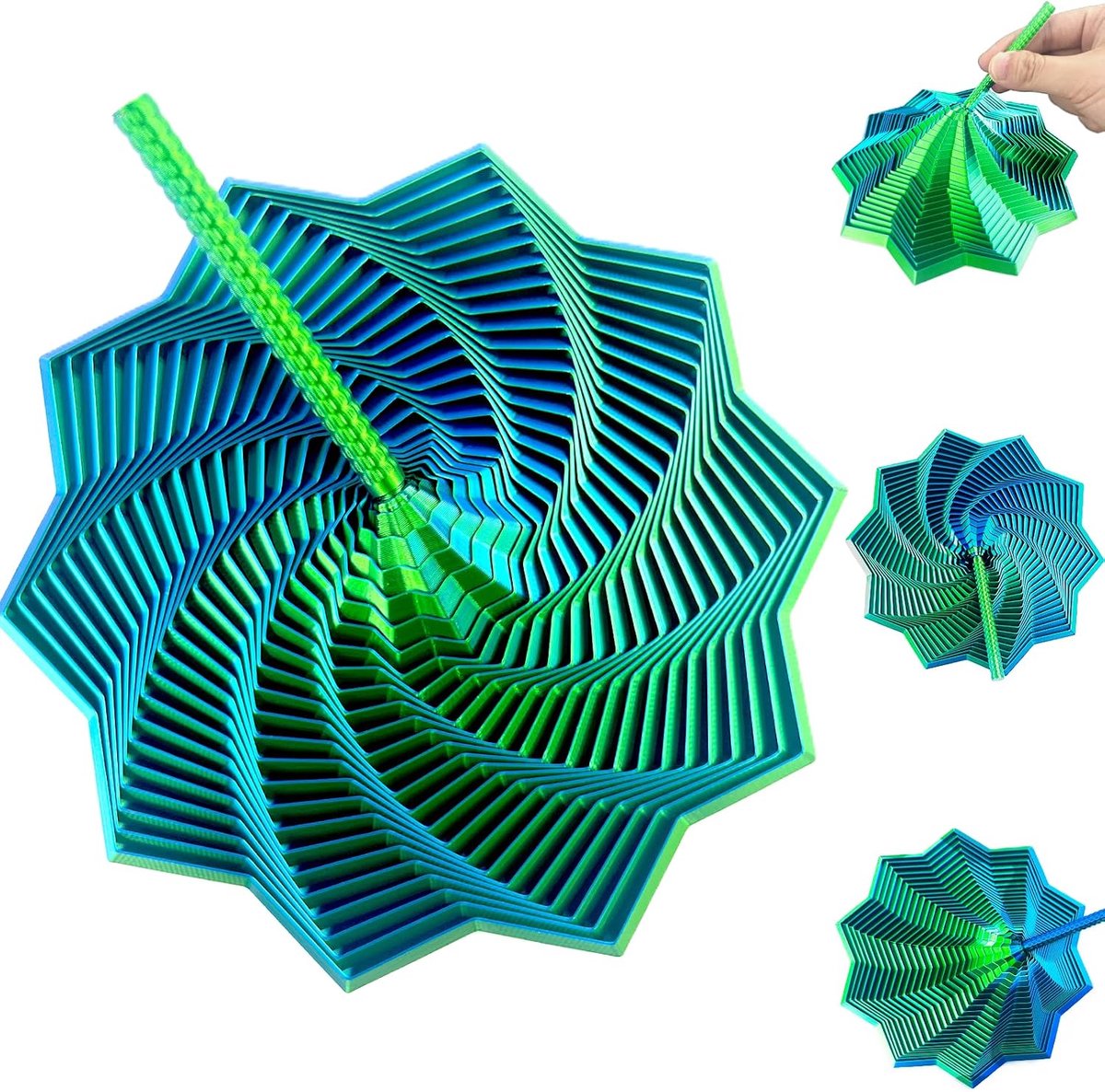 14,5 cm Fractal Fidget Hexagon 3D, anti-stress-speelgoed voor volwassenen en kinderen, sensorisch speelgoed voor autisme, geometrisch, zeshoekig, kleurrijk (groen)