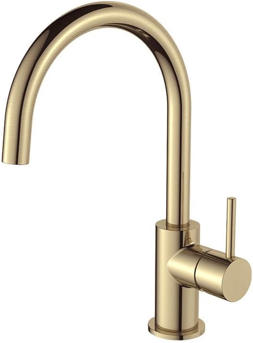 Keukenkraan met koude start, geborsteld goud - eengreepsmengkraan, duurzame keramische cartridge, elegant design