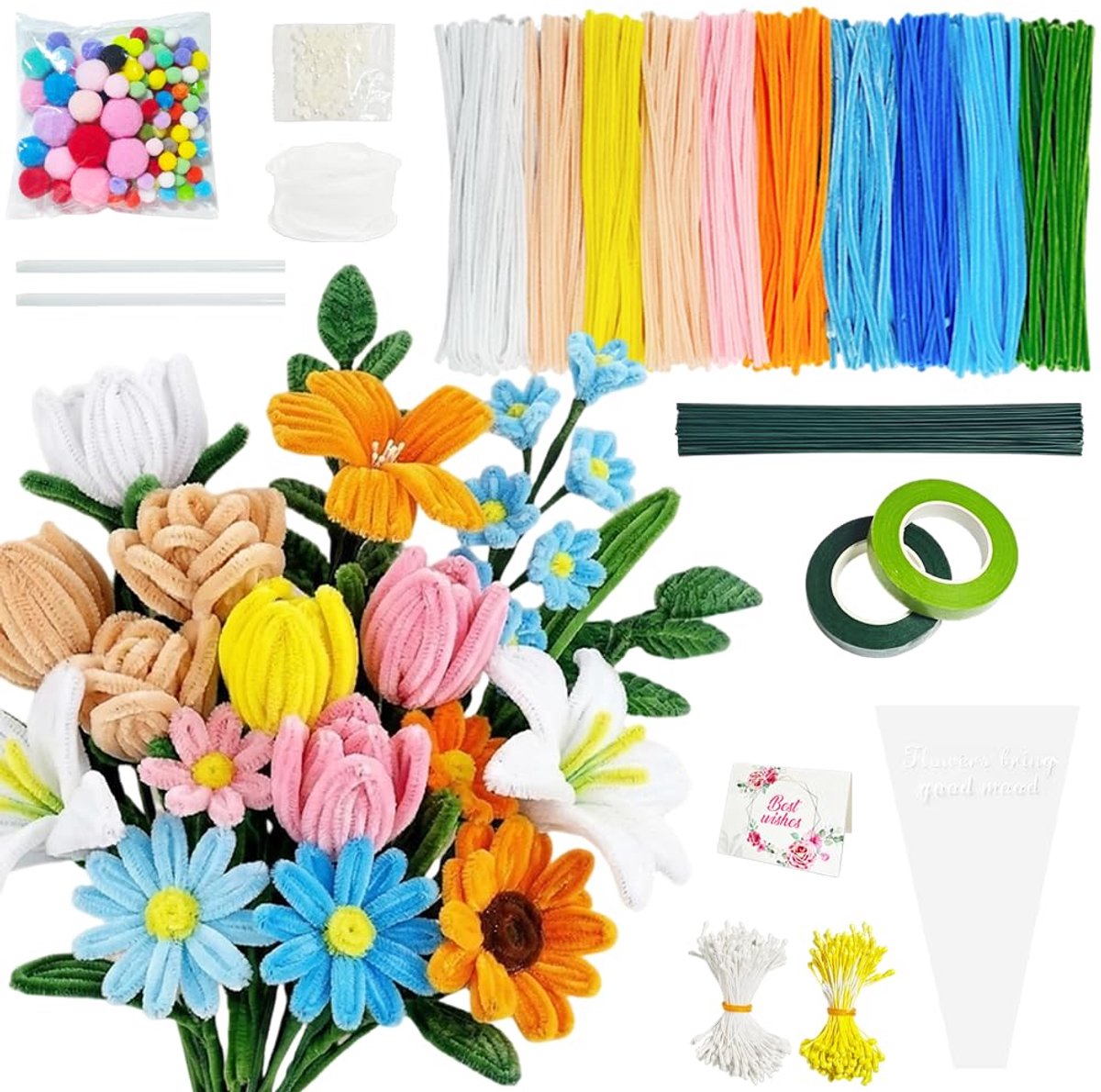 541 stuks pijpenreinigers bloemenset,pijpenreinigingsset,geschenken