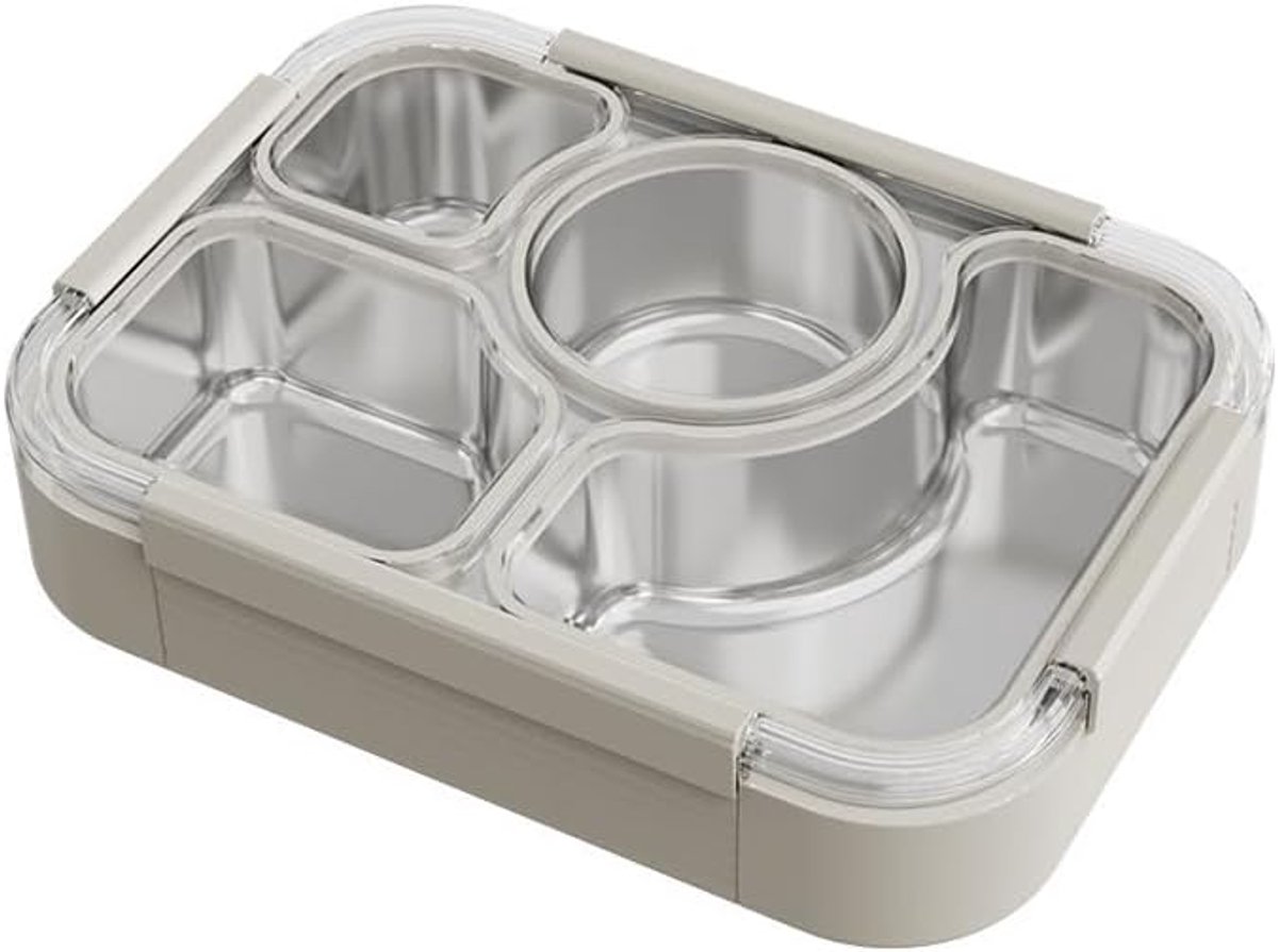 Broodtrommel van metaal met scheidingsvakken - ontbijtbox en lunchbox van roestvrij staal 304 1000 ml voor school, kantoor en onderweg. Roestvrijstalen doseerdoos, ideaal voor alle leeftijden