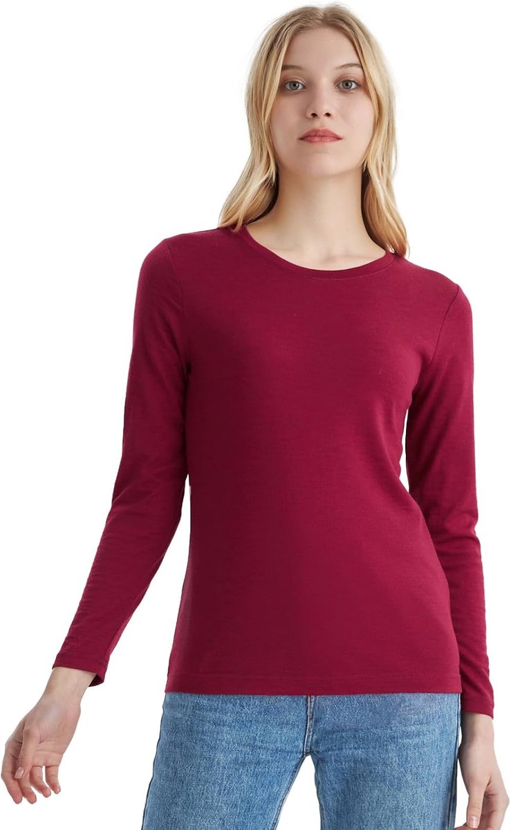 Protect 100% Merinowol Dames Thermisch Ondergoed Lichtgewicht Zachte Lange Mouwen Shirt Geschikt Voor Wandelen En Skiën
