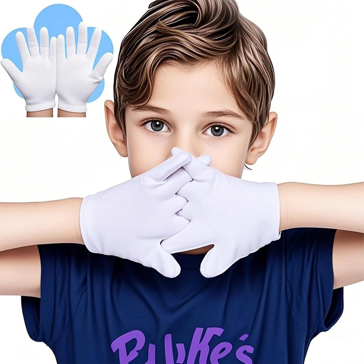 3 paar katoenen handschoenen voor kinderen met eczeem, dunne hydraterende handschoenen, witte stoffen handschoenen voor kinderen, handverzorging, handmaskers, kostuumaccessoires, carnaval, mime