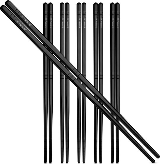 Baguettes noires de luxe Hi Nature avec texture antidérapante. 5 paires dans le set.