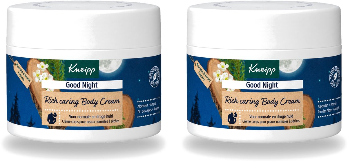 2 x Kneipp – Bodycrème – Good Night Alpenden & Amyris – 200 ml - Voordeelverpakking - 2 stuks