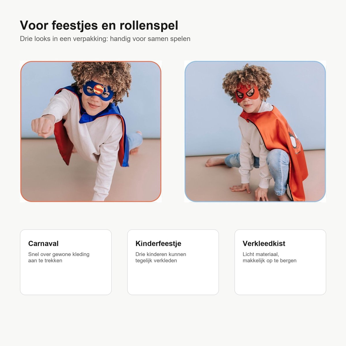 Jobber Toys Superhelden Verkleedset - 3 Capes Maskers Armbanden — afbeelding 2