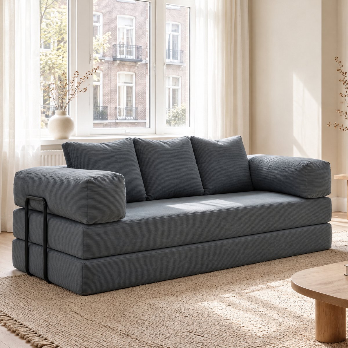 Best Life Slaapbank 2 Persoons - 3-Zits Zetelbed - Sofa - Bedbank - Bank - Grijs