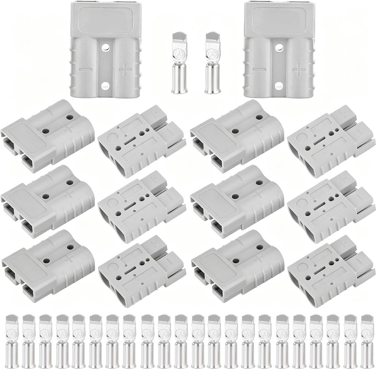 Anderson plugs 50 A - 12 stuks - 8 x grijs, 4 x rood - snelle batterijverbinding voor auto - ShopVlot