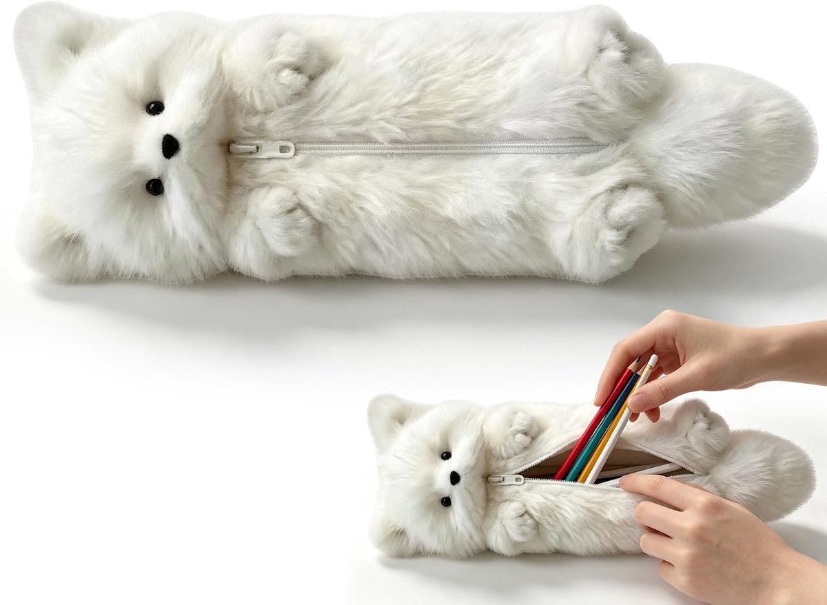 Pennenetui pluche vos - polyester - schattig dierdesign - ideaal voor school en kantoor - ShopVlot
