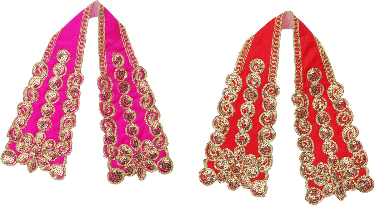 Set of 2 Ganesh Dupatta Decorative Puja Cloth Chunari, Pooja Chunar (Size:- 12" x 4") Pooja Items Articles for Indian - ShopVlot