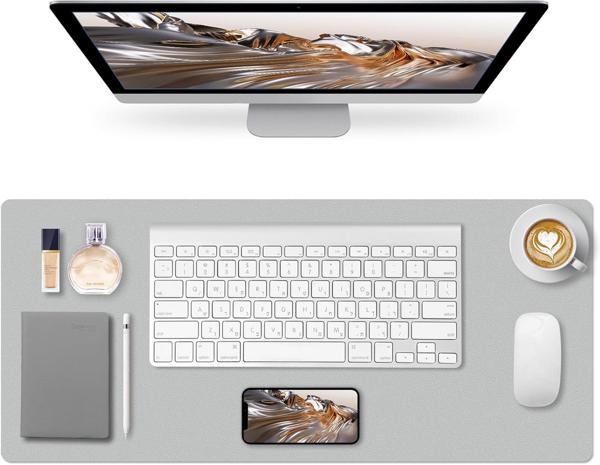 SnelShoppen - Desk Pad Light Grey 90x43cm - Luxe Bureau Onderlegger, Modern Design, Perfect voor Thuis en Kantoor, Beschermt Bureau, Gemakkelijk Schoo