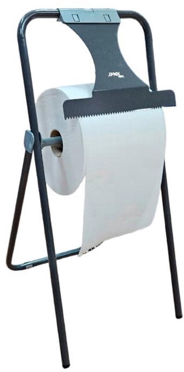 Industriële papierrolhouder - Papierdispenser voor werkplaats - Voor snel papier snijden - Met geïntegreerde zaag - 500 m rol - Grijs