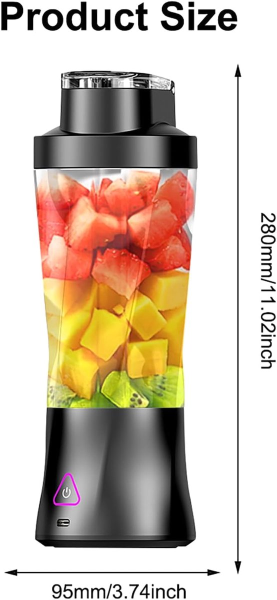 SnelShoppen - Smoothie Machine Portable Blender 700ml - Krachtige Mini Mixer met 6000mAh Accu - Ideaal voor Fruit, IJs, Gym, Strand, en Camping - BPA